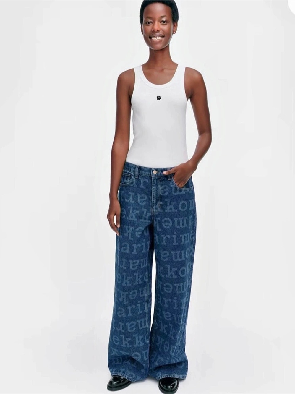 Marimekko Maridenim Loose Logo Jeans Blue